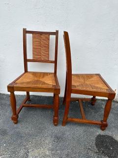 Charles Dudouyt Charles Dudouyt Set of Six 6 Rush and Walnut Dining Chairs - 4641492