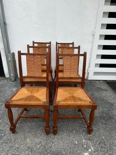 Charles Dudouyt Charles Dudouyt Set of Six 6 Rush and Walnut Dining Chairs - 4641493