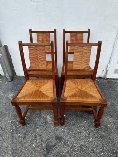 Charles Dudouyt Charles Dudouyt Set of Six 6 Rush and Walnut Dining Chairs - 4641494