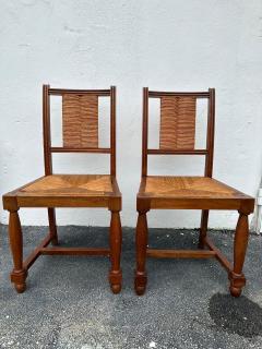 Charles Dudouyt Charles Dudouyt Set of Six 6 Rush and Walnut Dining Chairs - 4641506