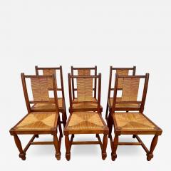 Charles Dudouyt Charles Dudouyt Set of Six 6 Rush and Walnut Dining Chairs - 4705478