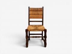 Charles Dudouyt Charles Dudouyt Style Eight Rustic Dining Chairs Oak Rush France 1940s - 4644488