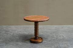 Charles Dudouyt Charles Dudouyt Style Pedestal Side Table in Wood and Red Travertine 1930s - 4394609