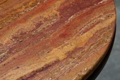 Charles Dudouyt Charles Dudouyt Style Pedestal Side Table in Wood and Red Travertine 1930s - 4394630