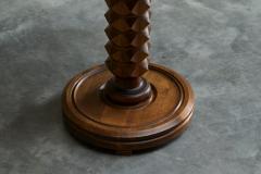 Charles Dudouyt Charles Dudouyt Style Pedestal Side Table in Wood and Red Travertine 1930s - 4394633