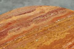 Charles Dudouyt Charles Dudouyt Style Pedestal Side Table in Wood and Red Travertine 1930s - 4394647