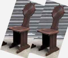 Charles Dudouyt Charles Dudouyt style rare pair of wood carved chairs - 1467201