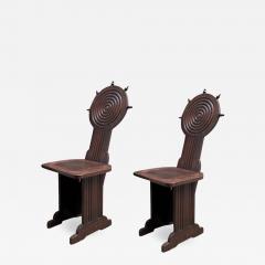 Charles Dudouyt Charles Dudouyt style rare pair of wood carved chairs - 1468644