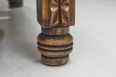 Charles Dudouyt Mid Century Turned Oak Armchairs in the style of Charles Dudouyt France 1950s - 3354062