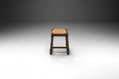 Charles Dudouyt Oak and Rush Stool in the manner of Charles Dudouyt France Early 20th Century - 4028323