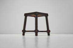 Charles Dudouyt Oak and Rush Stool in the manner of Charles Dudouyt France Early 20th Century - 4028329