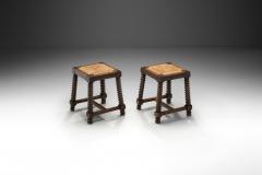 Charles Dudouyt Pair of Woven Rush Stools in the manner of Charles Dudouyt France 20th Century - 3995638