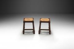 Charles Dudouyt Pair of Woven Rush Stools in the manner of Charles Dudouyt France 20th Century - 3995639