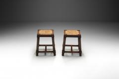 Charles Dudouyt Pair of Woven Rush Stools in the manner of Charles Dudouyt France 20th Century - 3995640