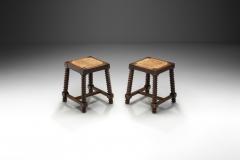 Charles Dudouyt Pair of Woven Rush Stools in the manner of Charles Dudouyt France 20th Century - 3995641