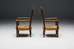 Charles Dudouyt Rustic Armchair in Wood and Straw France 1900s - 3548494