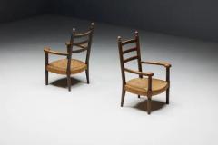 Charles Dudouyt Rustic Armchair in Wood and Straw France 1900s - 3548495