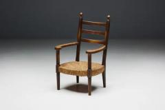 Charles Dudouyt Rustic Armchair in Wood and Straw France 1900s - 3548554