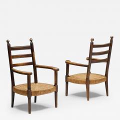 Charles Dudouyt Rustic Armchair in Wood and Straw France 1900s - 3551635