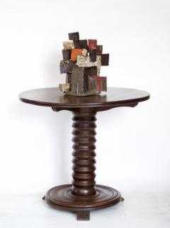 Charles Dudouyt SIDE TABLE WITH SIGNATURE CORK SCREW BASE AND CONCENTRIC CIRCLES AND WONDERFUL - 2997494