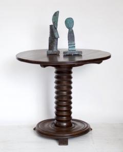 Charles Dudouyt SIDE TABLE WITH SIGNATURE CORK SCREW BASE AND CONCENTRIC CIRCLES AND WONDERFUL - 2997503