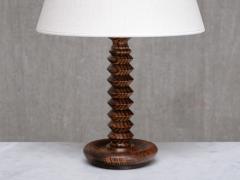 Charles Dudouyt Sculptural Charles Dudouyt Attributed Table Lamp in Ash Wood France 1950s - 4655206