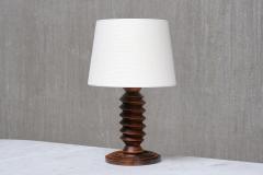 Charles Dudouyt Sculptural Charles Dudouyt Attributed Table Lamp in Oak and Linen France 1950s - 4638513