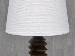 Charles Dudouyt Sculptural Charles Dudouyt Attributed Table Lamp in Oak and Linen France 1950s - 4638515