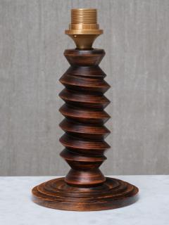 Charles Dudouyt Sculptural Charles Dudouyt Attributed Table Lamp in Oak and Linen France 1950s - 4638517