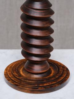 Charles Dudouyt Sculptural Charles Dudouyt Attributed Table Lamp in Oak and Linen France 1950s - 4638520