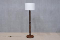 Charles Dudouyt Sculptural Charles Dudouyt Floor Lamp in Oak and Loro Piana Linen France 1940s - 4468993