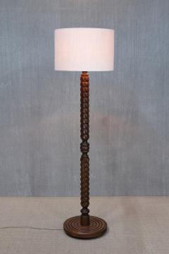 Charles Dudouyt Sculptural Charles Dudouyt Floor Lamp in Oak and Loro Piana Linen France 1940s - 4468994
