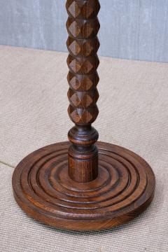 Charles Dudouyt Sculptural Charles Dudouyt Floor Lamp in Oak and Loro Piana Linen France 1940s - 4468997