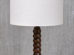 Charles Dudouyt Sculptural Charles Dudouyt Floor Lamp in Oak and Loro Piana Linen France 1940s - 4468998