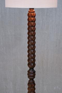 Charles Dudouyt Sculptural Charles Dudouyt Floor Lamp in Oak and Loro Piana Linen France 1940s - 4468999