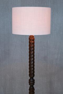 Charles Dudouyt Sculptural Charles Dudouyt Floor Lamp in Oak and Loro Piana Linen France 1940s - 4469000