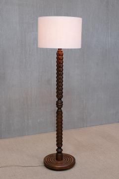 Charles Dudouyt Sculptural Charles Dudouyt Floor Lamp in Oak and Loro Piana Linen France 1940s - 4469001
