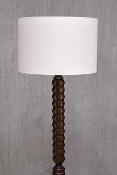 Charles Dudouyt Sculptural Charles Dudouyt Floor Lamp in Oak and Loro Piana Linen France 1940s - 4469002