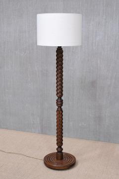 Charles Dudouyt Sculptural Charles Dudouyt Floor Lamp in Oak and Loro Piana Linen France 1940s - 4469003