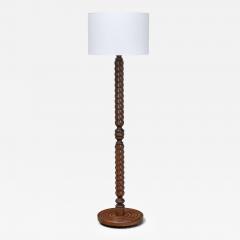 Charles Dudouyt Sculptural Charles Dudouyt Floor Lamp in Oak and Loro Piana Linen France 1940s - 4469268