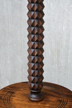 Charles Dudouyt Sculptural Charles Dudouyt Floor Lamp with Table in Oak and Linen France 1940s - 4450763