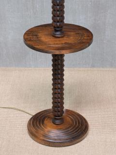 Charles Dudouyt Sculptural Charles Dudouyt Floor Lamp with Table in Oak and Linen France 1940s - 4450774