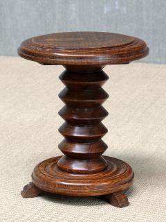Charles Dudouyt Sculptural Charles Dudouyt Small Side Table Stool in Oak France 1950s - 4774770