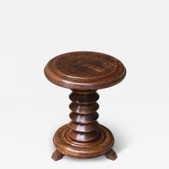 Charles Dudouyt Sculptural Charles Dudouyt Small Side Table Stool in Oak France 1950s - 4776792