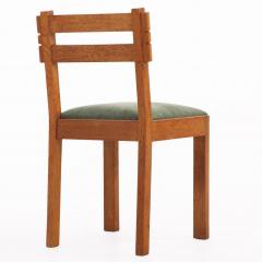Charles Dudouyt Six French Solid Oak Dining Chairs Attributed to Charles Dudouyt C 1945 - 4739011