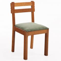 Charles Dudouyt Six French Solid Oak Dining Chairs Attributed to Charles Dudouyt C 1945 - 4739012