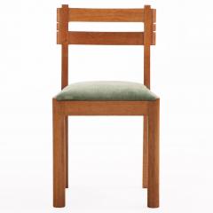 Charles Dudouyt Six French Solid Oak Dining Chairs Attributed to Charles Dudouyt C 1945 - 4739013