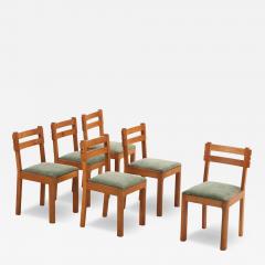 Charles Dudouyt Six French Solid Oak Dining Chairs Attributed to Charles Dudouyt C 1945 - 4739163