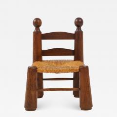 Charles Dudouyt Small Chair Rush Seat Ball Finials attrib Charles Dudouyt France c 1940 - 1311735