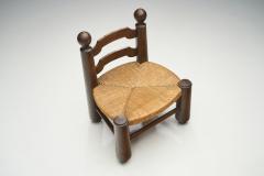 Charles Dudouyt Small Wood and Wicker Turned Chair by Charles Dudouyt France 1940s - 2135604